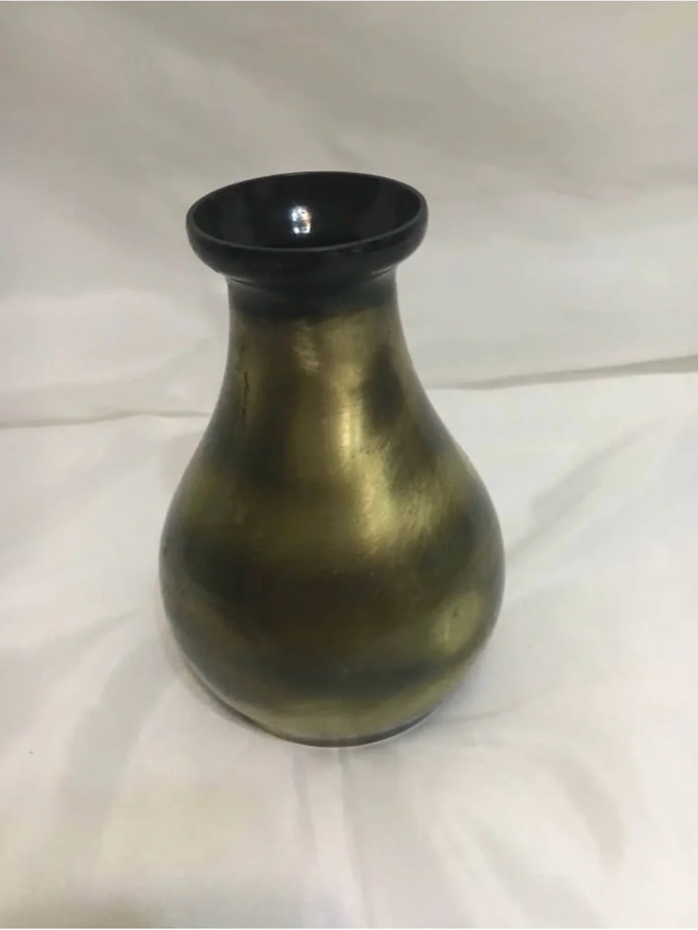 Weighted Bronze Metal Urn Vase with Magnetic Iron Base | Vintage Home Decor